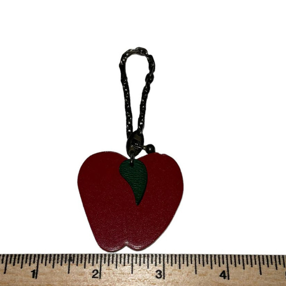 Hermès Hermes Red Apple shaped charm with gunmetal chain attachment Boxed - Picture 10 of 13